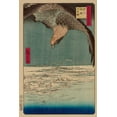 thumbnail image 2 of Hiroshige, Ando 17x24 White Modern Wood Framed Museum Art Print Titled - Hawk flying above a snowy landscape along the coastline., 1857, 2 of 4