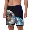 thumbnail image 2 of Uemuo Cat Astronaut Pattern Mens Swim Trunks Quick Dry Board Shorts with Mesh Lining, Stretch Beach Shorts Quick Dry No-Chafing Board Shorts-, 2 of 9