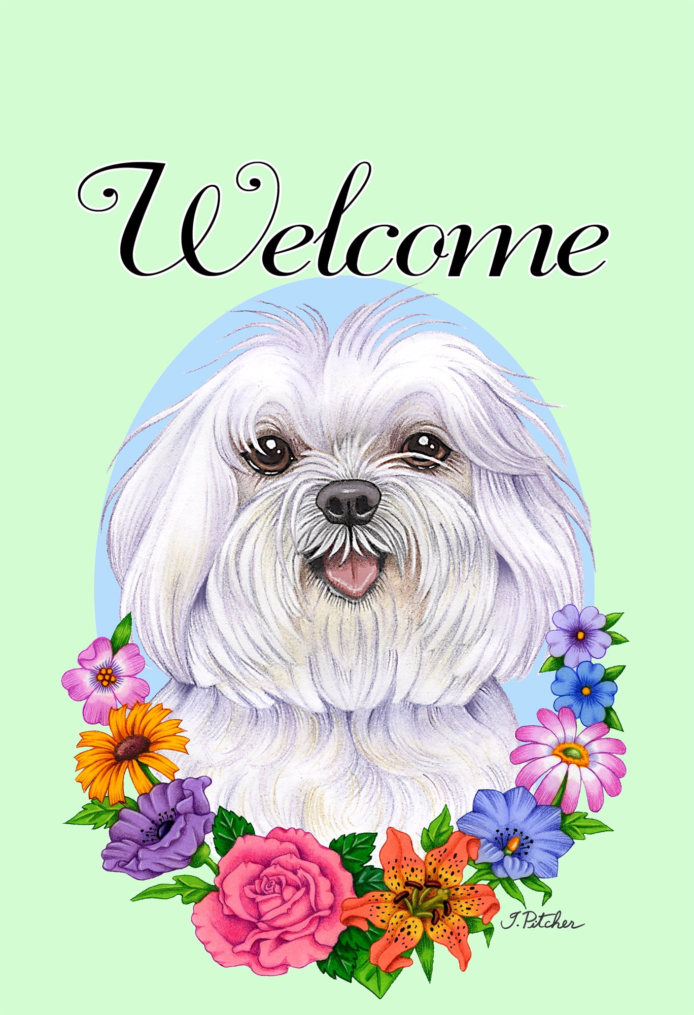 Maltese Best Of Breed Welcome Flowers Garden Flags Walmart Com Walmart Com