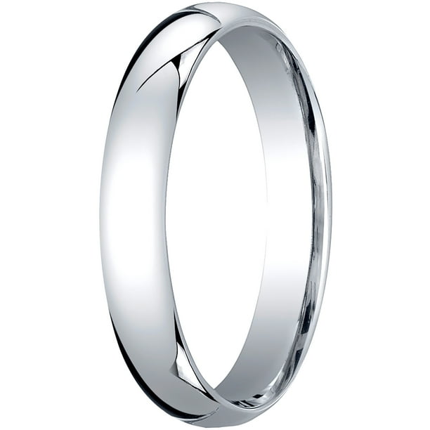Aetonal Mens 10K White Gold, 4mm Slightly Domed Standard