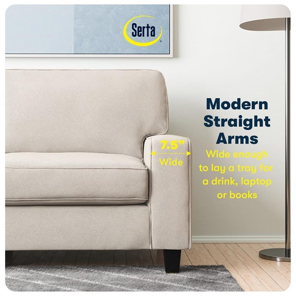 Bowery Hill 61" Track Arm Sofa Loveseat with Removable Covers Cream White