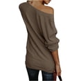 thumbnail image 3 of Womens Off The Shoulder Sweater Oversized Knit Long Sleeve Sweaters Tunic Tops, 3 of 4