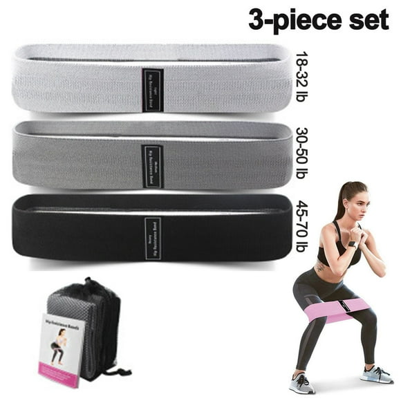 Fabric Booty Bands for Women Butt and Legs. Set of 3 Non Slip Cloth Resistance Working Out Band for Glute, Thigh, Squat with Workout Resistant Fitness Training Guide to Exercise at Home or Gym