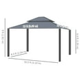 thumbnail image 3 of Outsunny Pavillon Extérieur à Toit Rigide 10 Pieds x 12 Pieds, Gris Foncé, 3 of 10
