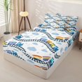 thumbnail image 2 of Manfei Toy Train Zipper Twin Comforter Sets with Fitted Sheet and 2 Pillowcases,Blue Railroads Tracks Zipper Bedding Set,Navy Blue Reversible,4pcs, 2 of 8