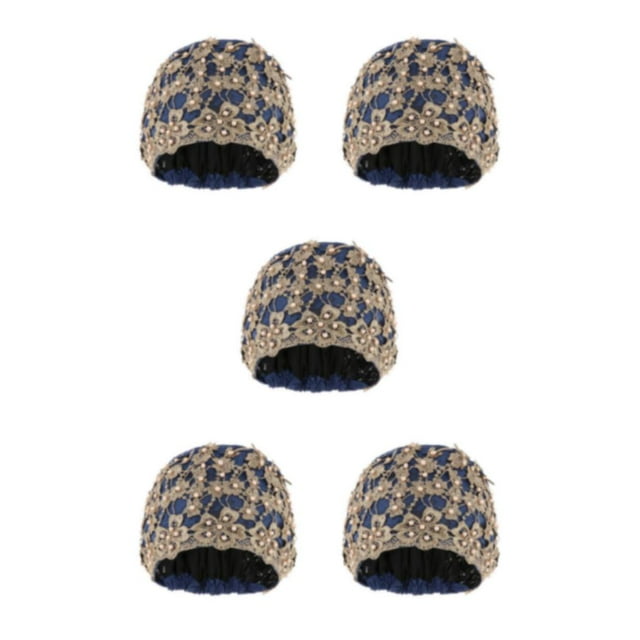 ZheElen Bonnet Femme Floral Chapeau Chimio Cancer Bonnet Décontracté Bleu Foncé 5Set