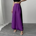 thumbnail image 4 of Favoffer Women's Chiffon Long Pants Solid Color Elastic Waist Lightweight Flowey Casual Trousers Summer Breathable for Beach Holiday Outdoor, 4 of 6