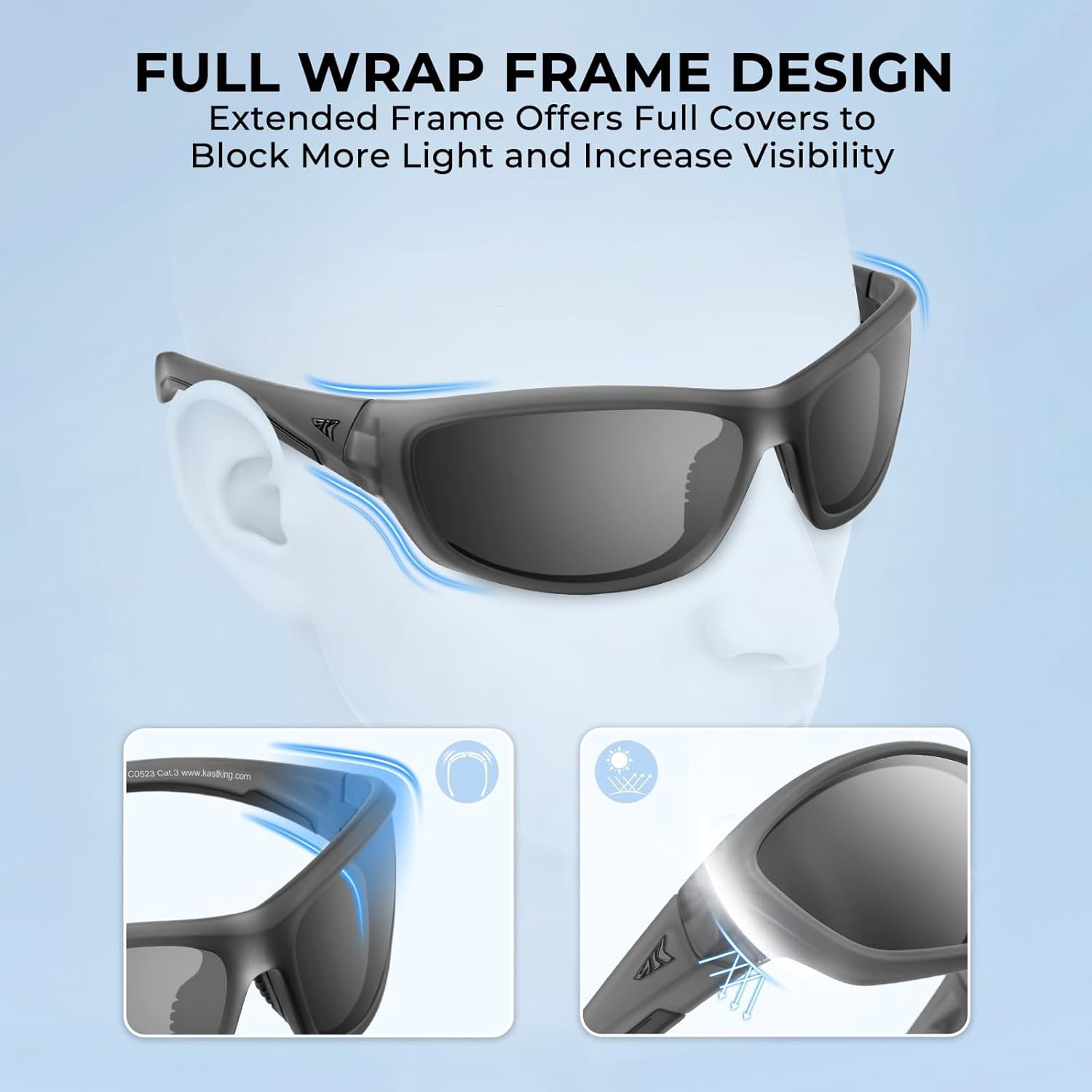 KastKing Hiwassee Polarized Sport Sunglasses, UV Wrap Design