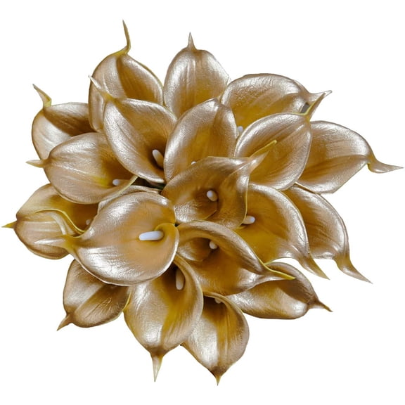 20Pcs Artificial Calla Lily Flower Real Touch Latex Flowers for DIY Wedding Bouquet Party Home Decor (Pure White)