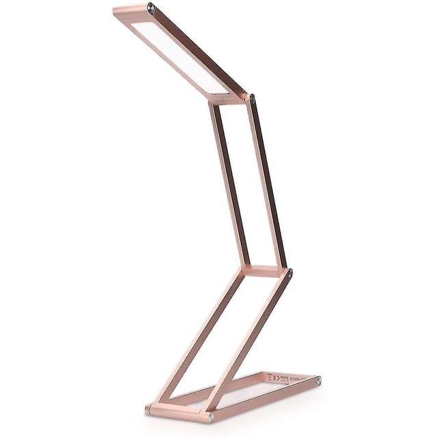 Lámpara de escritorio LED plegable - Luz de mesa USB portátil plegable con 3 configuraciones de brillo - Para el hogar, lectura, estudio, trabajo, viajes - Oro rosa