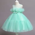 thumbnail image 2 of Vedolay Girls Summer Sleeveless Crew Neck Solid Color Bow Tulle Princess Dress,Mint Green 12-18 Months, 2 of 5