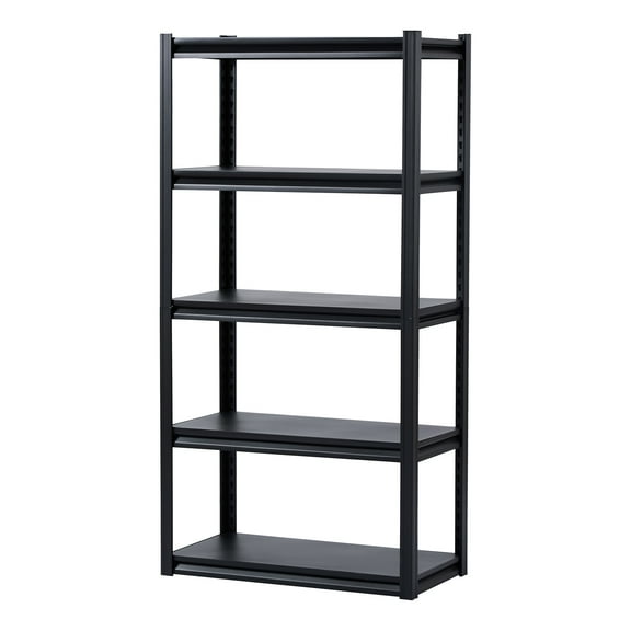 KFFKFF Shelving Units, 2000 lbs Capacity, 5-Level Garage Storage Rack, 16" Depth x 32" Width x 63" Height, Adjustable Steel Shelves, Perfect for Kitchen, Warehouse, Basement Storage, Black