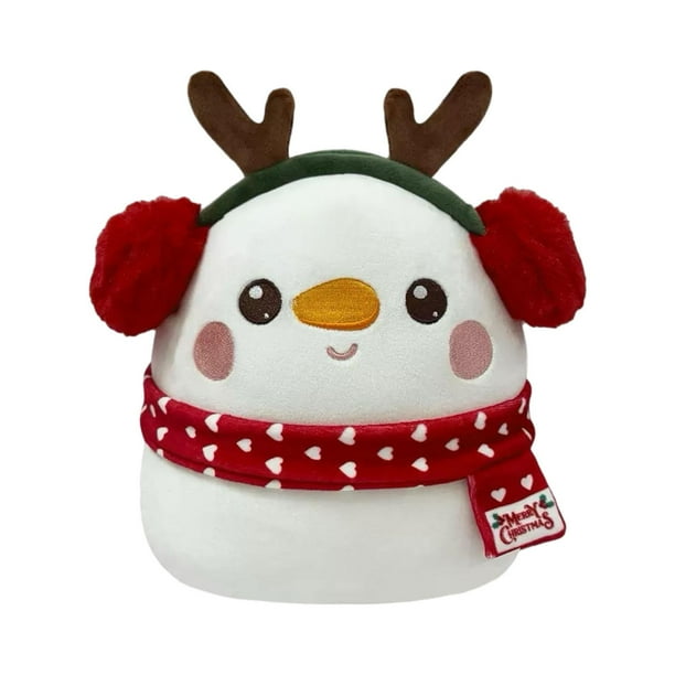 Peluche navideño para abrazar, regalo de fiesta de Navidad, decoración del hogar, adorable caricatura forma de muñeco de nieve