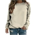 thumbnail image 2 of Jsaierl Womens Sweatshirts Loose Fit Solid Color Sweatshirts Round Neck Casual Pullover Tops Comfort Long Sleeve Blouses Womens Sweatshirts Under $10, 2 of 7