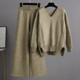 thumbnail image 2 of Lovskoo 2024 Women's Sweater Set Trendy Versatile Round Neck Long Sleeve Loose Top Blouse Pants Set Khaki, 2 of 9