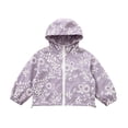 thumbnail image 5 of Girls Floral Embroidery Lightweight Hooded Sun Protection Jacket, Full Zip Long Sleeve Casual Thin Windbreaker for Kids Autumn Daily Outdoor Wear(Purple,5-6 Years), 5 of 5