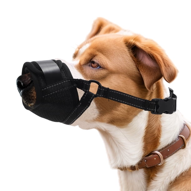 Bozal para Perros Unique Bargains Suave No Ladrar Malla Bozal Transpirable Permite Jadear Beber Anti Masticar Bozal para Perros de Tamaño Grande L Negro
