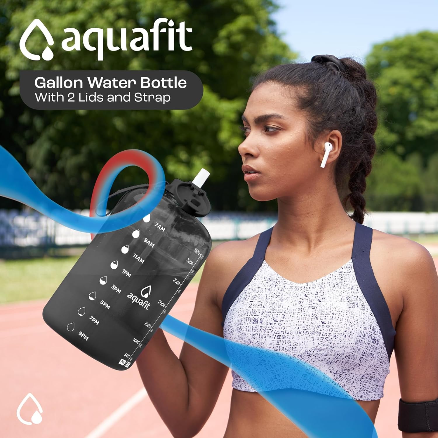 AQUAFIT 1 Gallon Water Bottle with Straw Motivational Water Bottle Big Water  Bottle with Straw One Gallon Water Bottle Water Jug 1 Gallon Water Jug with  Time Marker Daily Bottle Navy Blue 