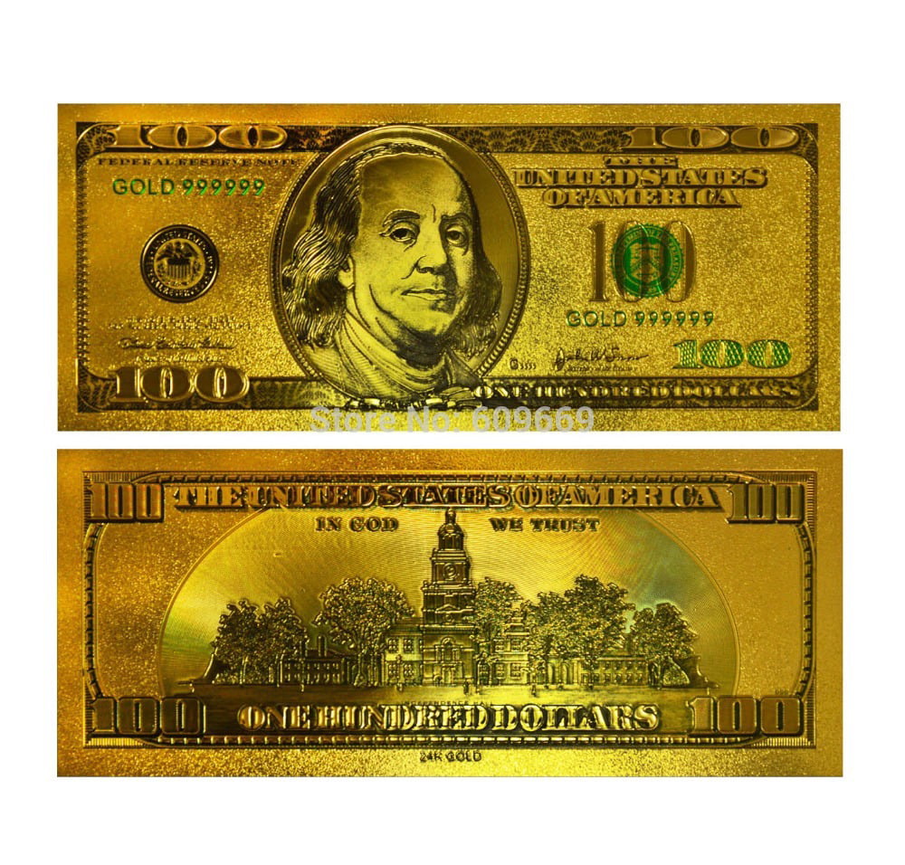 1899 Year One Dollar Challenge Souvenir Gifts 24k Gold Foil Gold Banknote Bills 