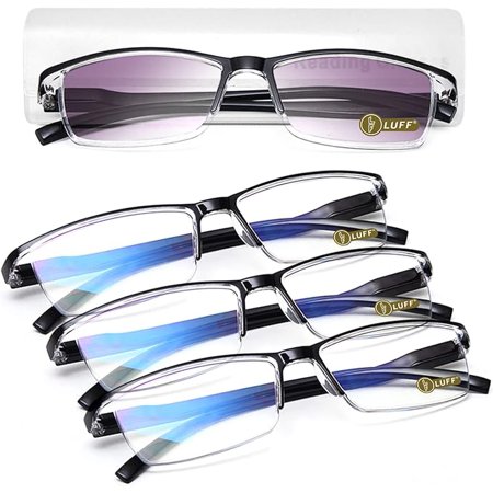 LUFF 4PCS Anti-Blu-Ray Reading Glasses Uv400,Sun Readers With Spring Hinges(1.5X)
