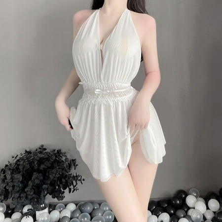 

Coappsuiop Lingerie For Women Lingerie For Women Deep V Open Back Design Double Layer Mesh Halter Nightdress Underwear Women