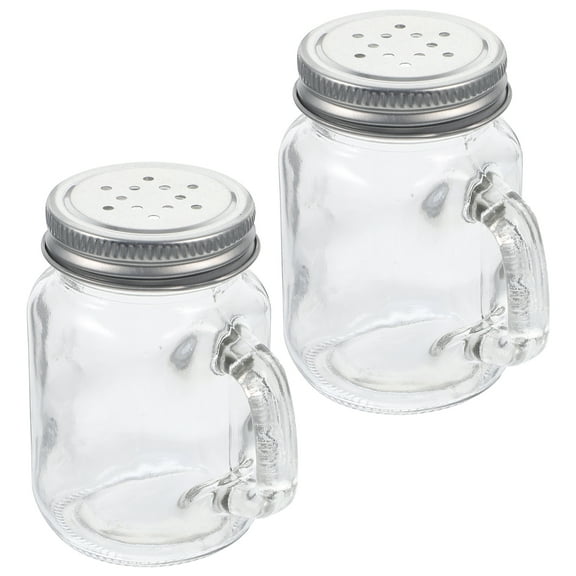 Glass Spice Small Jars Salt Storage Shaker Pepper Aluminum 6 Pcs
