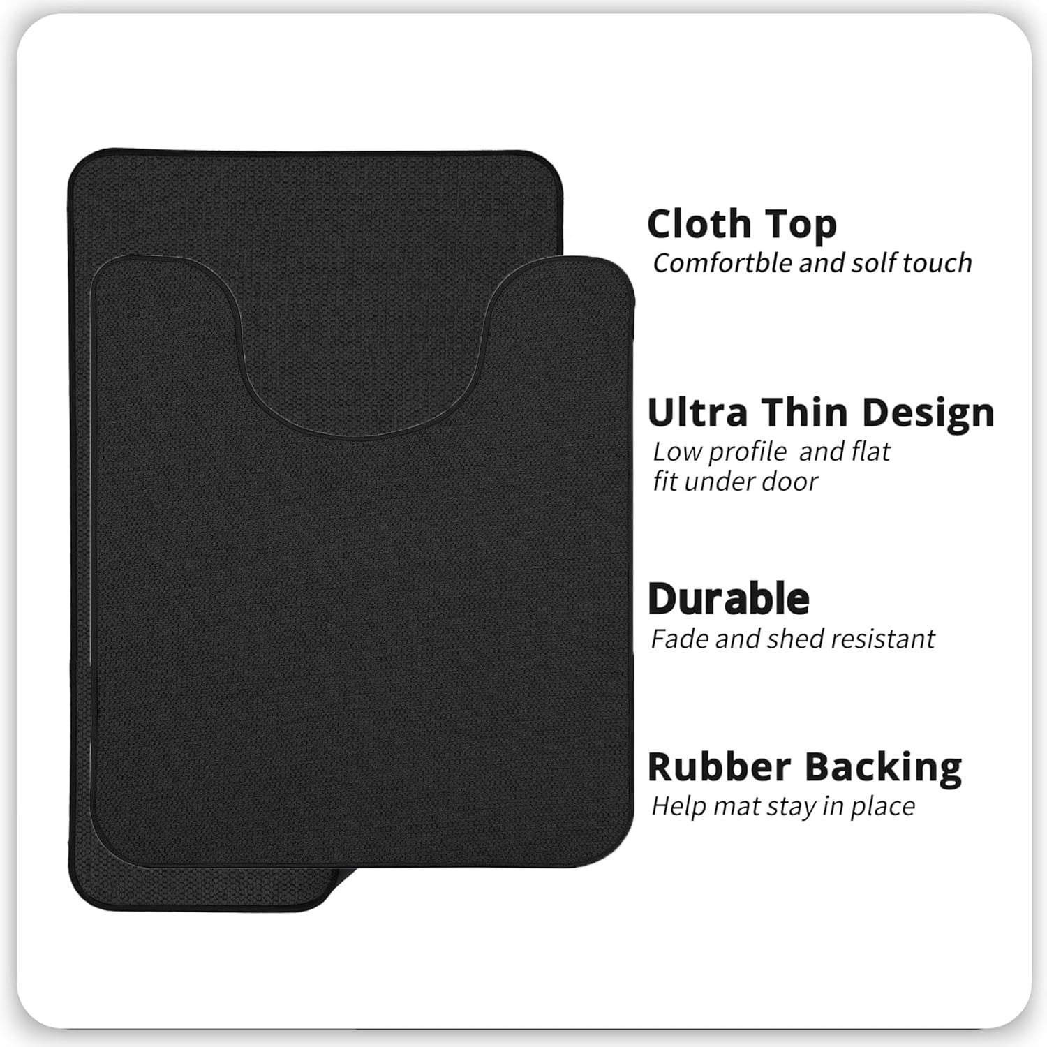 Bathroom Rug Set of 2, Toilet Rug, Quick Dry, Non-Slip, Machine Washable, Fit Under Doors, Absorbent Bathroom Rug（Black 20" x 32"+20" x 24"，U）