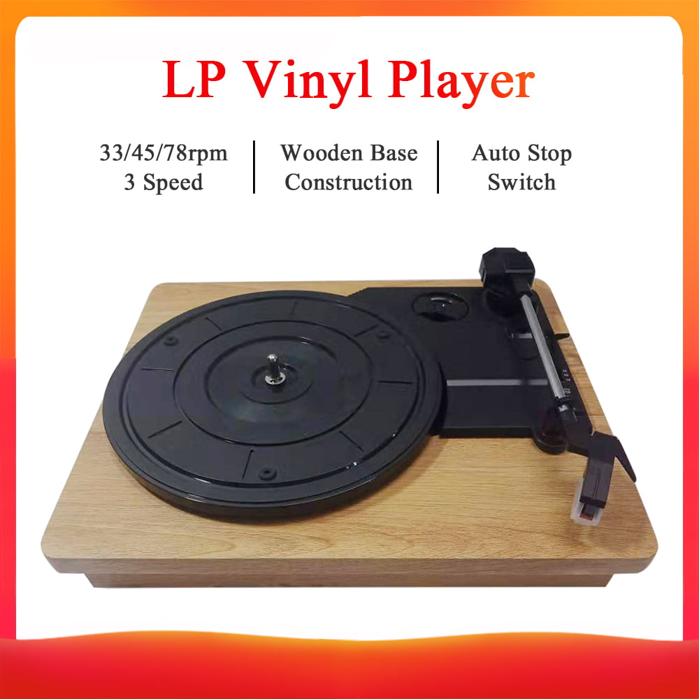 Vintage Style Record Player for 33/45/78 RPM Vinyl Records 3 Speed with  Wooden Base Portable LP Vinyl Player RCA Headphone Jack