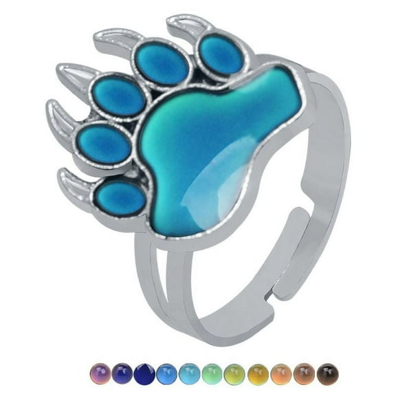 ESTONE Bear's Paw Color Change Mood Rings Temperature Emotion Feeling Rings Bands Women