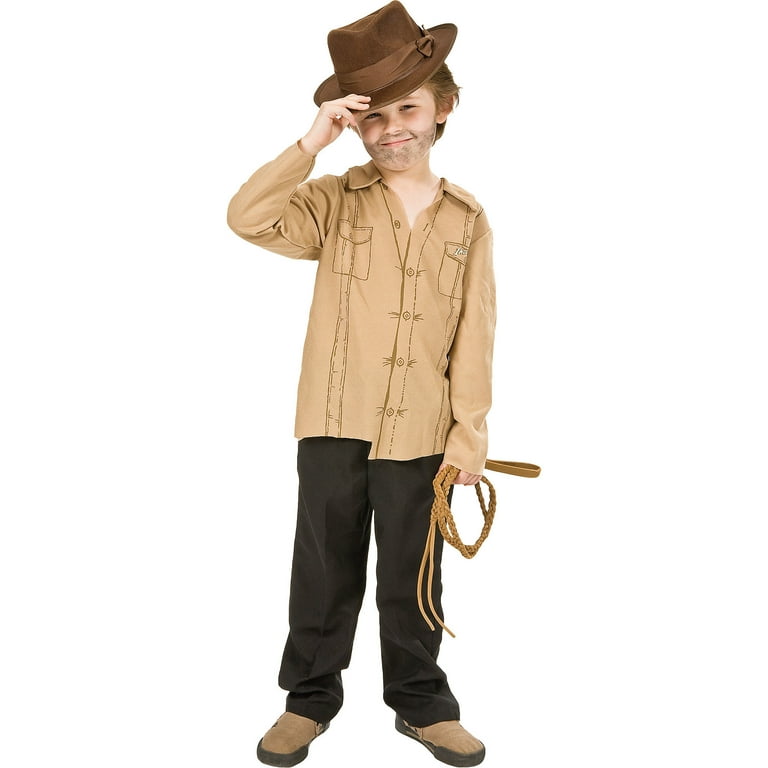 Indiana Jones Explorer Hat and Bull Whip Mens Fancy Dress Costume Outfit