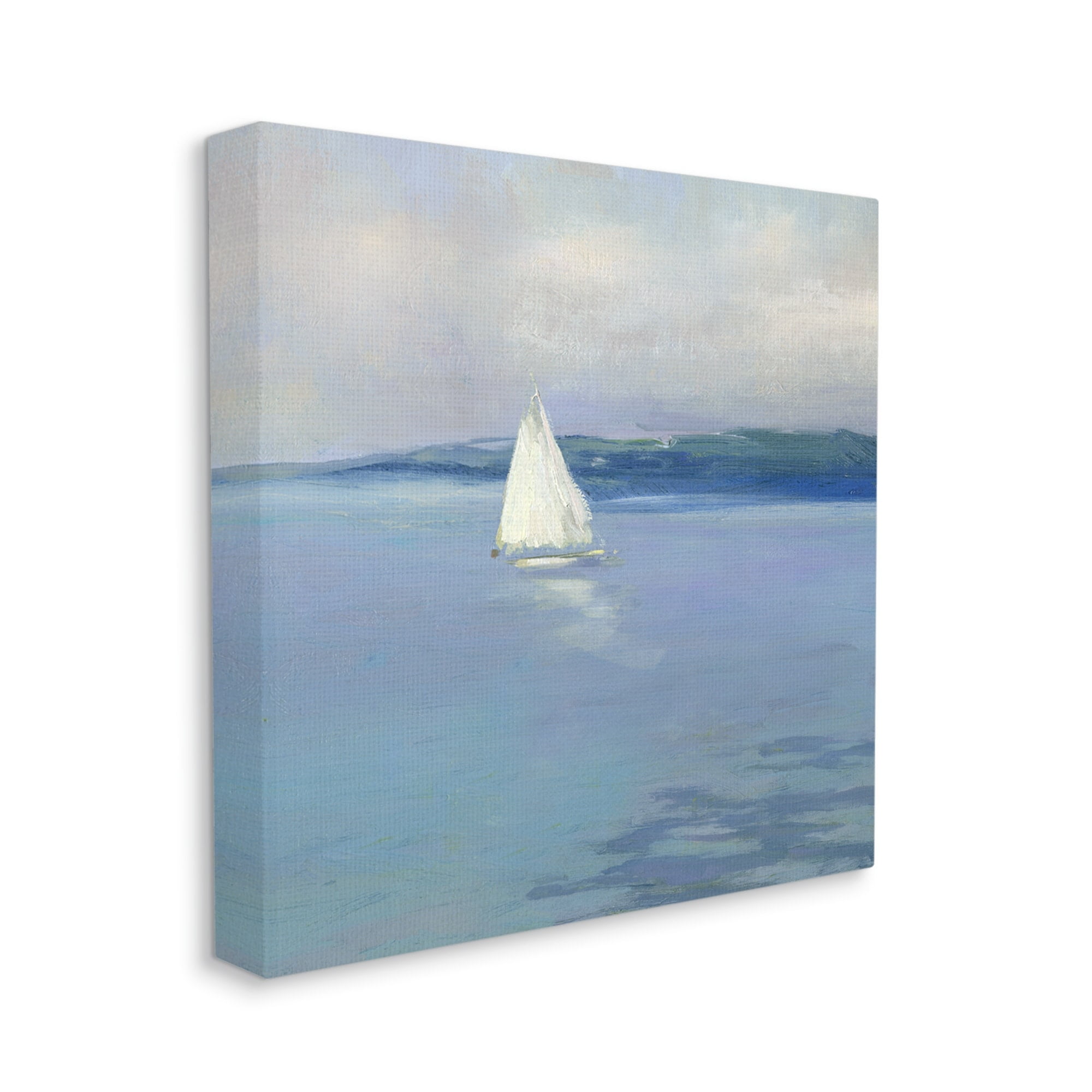 Stupell Industries Serene Sailboat Floating Water Ocean Landscape Painting , 17 x 17, Design by Sally Swatland