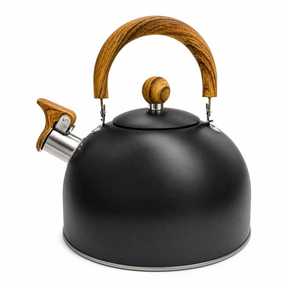 3L Stainless Steel Whistling Tea Kettle for Stove Top, Stainless Steel Water Kettle with Wooden Handle, Dust-Proof Spout Stove Top Teapot for Gas & Induction Cooktops