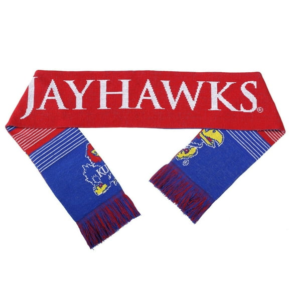 FOCO NCAA Licensed Kansas Jayhawks Reversible Split Logo Scarf