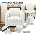 thumbnail image 5 of COOLHUT Swivel Accent Chair, Linen Fabric Modern Upholstered Armchair with Plump Back Pillow, Comfort Barrel Reading Chair for Living Room Bedroom, White, 5 of 11