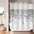thumbnail image 6 of No Hook Shower Curtain with Built-in Rings - Watercolor Gray Eucalyptus Washable Waterproof Fabric Bathroom Curtains for Hotel,Rentals, 66 X 72 Inch Long , Botanical Floral Leaf, 6 of 8