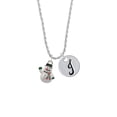 thumbnail image 2 of Delight Jewelry Silvertone White Enamel Snowman Silvertone Script Initial Disc - J - Charm Necklace, 20"+3", 2 of 4