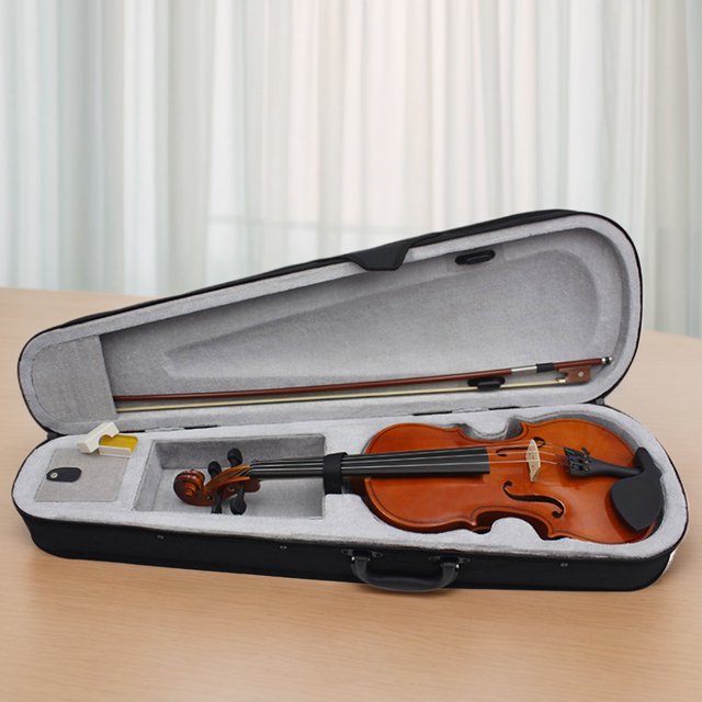 4/4 Juego de violín de madera maciza 4/4 Tamaño completo con cajas Bow Strings Extra Rosin Tuner Violin 4/4 Juego completo para adultos principiantes Estudiante