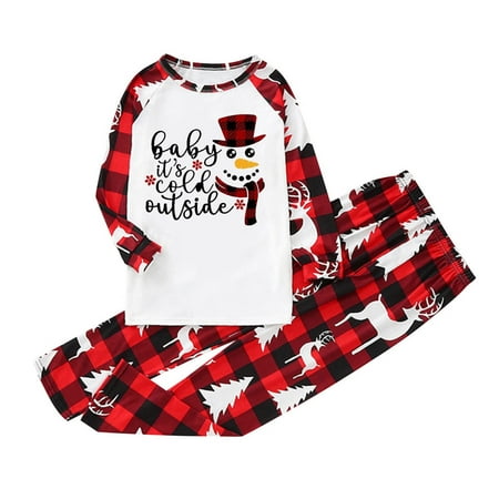 

Nomeniren Girls Boys Family Christmas Pajamas Cute Christmas Snowman Print Pajamas Plaid Holiday Pajamas Set Parent