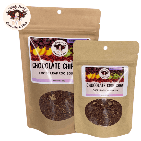 Witchy Pooh's Chocolate Chip Chai Tea -Loose Leaf Rooibos Tea with Real Chocolate Chips!