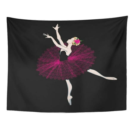 REFRED Tutu Free Ballerina Ballet Dancer Girl Freehand Drawing Sketch Classical Dance Costume Actor Wall Art Hanging Tapestry Home Decor for Living Room Bedroom Dorm 51x60