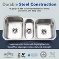 thumbnail image 6 of Houzer Medallion Gourmet 40 in Stainless Steel Undermount Triple Bowl Kitchen Sink with Strainer and Grid - MGT-4120-C, 6 of 11