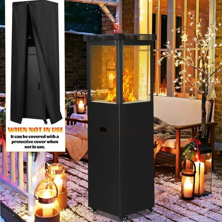IMIKEYA Elegant Black Steel Outdoor Heater with Easy Assembly and Flame View