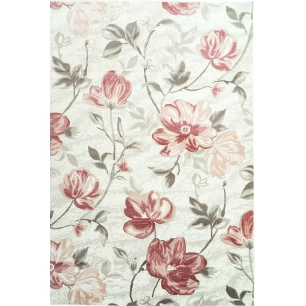 Ladole Rugs Inspiration Collection Begonia Machine Made Floral Pattern