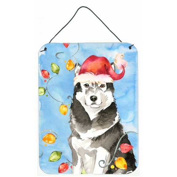 Christmas Lights Alaskan Malamute Wall or Door Hanging Prints