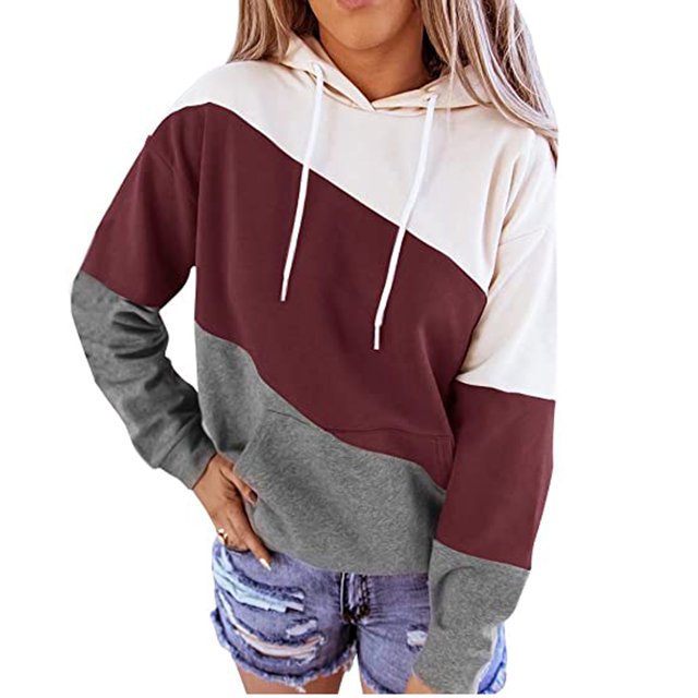Femmes Couleur Bloc Rayé Pull à Manches Longues Sweat-Shirt Décontracté Top