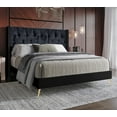 thumbnail image 2 of Home Design Homer King Diamond Tufted and Nailhead Trim Velvet Wingback Platform Bed Frame for Adult, Black, Easy Assembly, 2 of 6