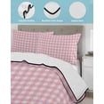 thumbnail image 4 of Quilts Twin Size, Pink Soft Comforter Bedding Set for Bed, Grid Checkered Plaid Gingham Lattice Trellis Lightweight Quilted Bedspread with Pillow Cover(2 Pieces) for All Season, 68x86 Inch, 4 of 6