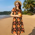 thumbnail image 4 of Balery Autumn Pumpkin Pattern Womens Dresses Loose Short sleeve Sundresses Swimsuit Coverup 2025 Summer Casual Dress for Women - A-Line Swing Dress, 4 of 6