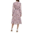 thumbnail image 3 of INSPIRE CHIC Easter Women's Dress Floral Mock Neck Ruffle Long Sleeve Flowy Chiffon A-Line Midi Dresses M Pink, 3 of 6