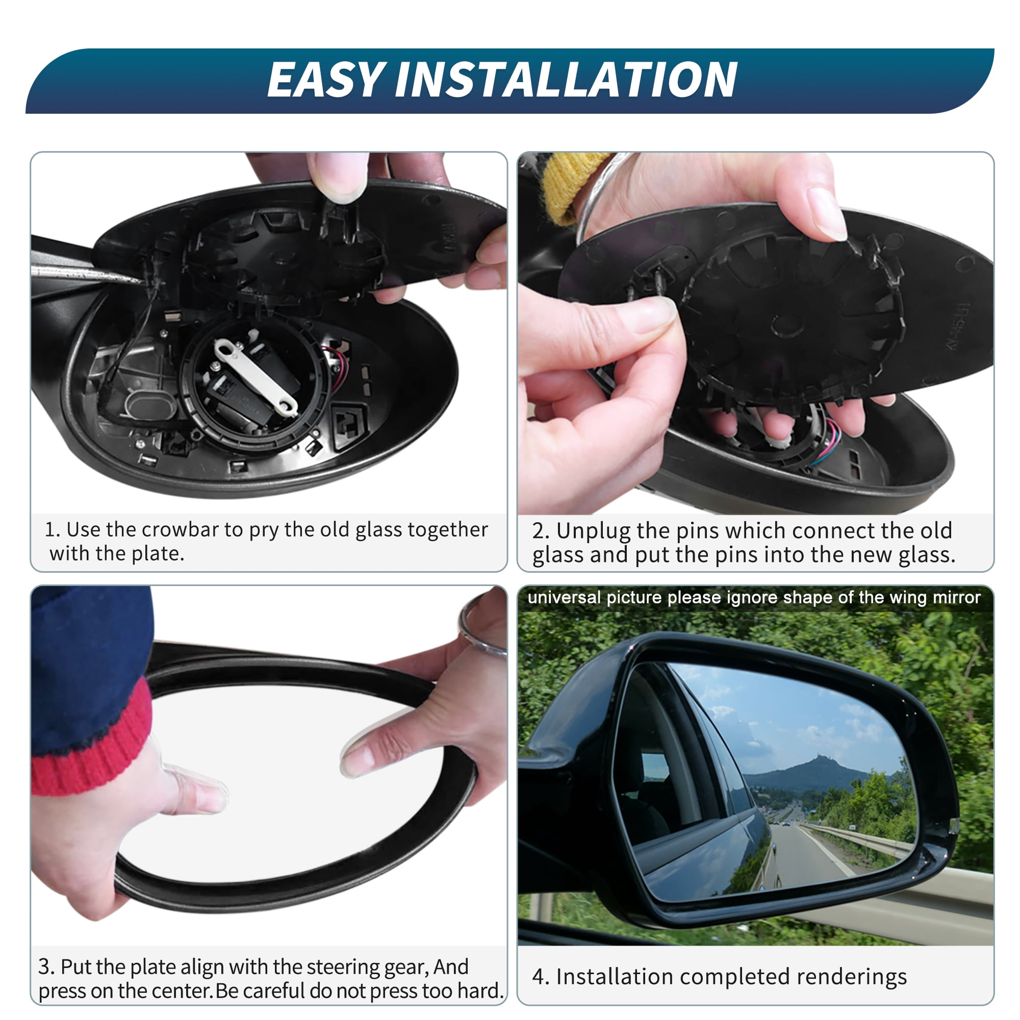 Unique Bargains Clear Lens Mirror Glass for Toyota Camry 2007-2011 Right Side